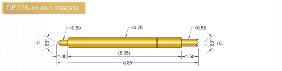 078雙頭探針尺寸、BGA雙頭頂針、雙向可動(dòng)探針、帶彈簧頂針、測(cè)試探針